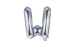 Fóliový balón písmeno "W", 35 cm, strieborný (NELZE PLNIT HELIEM)