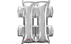 Symbol # strieborné fóliové balónky 33 cm x 27 cm
