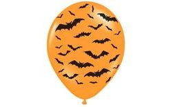 Orange Latex Balloons - Bats - 30 cm - 6 pcs