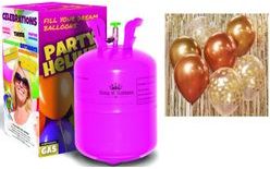 Helium na 20 bal/pr.23cm. a sada latex. balónků - chrom. ružová zlatá / rosegold 7 ks, 30 cm