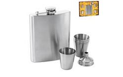 Pocket Flask with Cups and Funnel