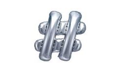 Fóliový balónek hashtag # Znak stříbrný - SILVER 35 cm (NELZE PLNIT HELIEM)