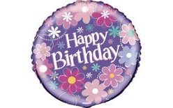 45 cm Foil Balloon Happy Birthday Flowers