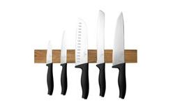 6-Piece Knife Set with Magnetic Holder in Acacia Wood - Matt Black Collection