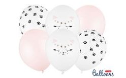 Cat-Themed Latex Balloon Set - 30 cm - 6 pcs