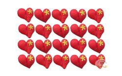 Cukrové dekorácie – červené srdiečka s kvietkom