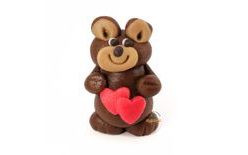 Alkalmi cukrász figura – Sötétbarna maci rózsaszín szívvel