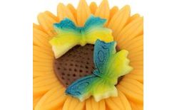 Modelovaný malý motýlik – žlto‑modrý striekaný