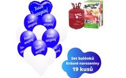 Helium set - tmavěmodré balónky KRÁSNÉ NAROZENINY -