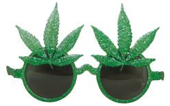 Glasses with hemp leaves - marijuana