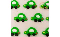 Cukrové dekorácie – zelené autíčka