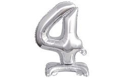 Silver Foil Balloon Birthday Number 4 - 38 cm by Amscan
