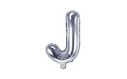 Fóliový balón písmeno "J", 35 cm, strieborný (NELZE PLNIT HELIEM)