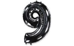 Čierny fóliový balón číslica 9 - 102 cm