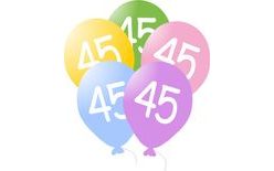 Balonky narozeniny 5ks s číslem 45