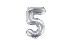 Silver Foil Balloon Number 5 - 35 cm (NOT HELIUM FILLABLE)