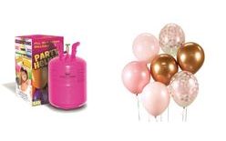 Helium na 20 bal/pr.23cm. a sada latex. balónků - chrom. ružová 7 ks, 30 cm