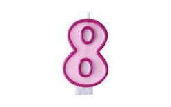 Rózsaszín születésnapi gyertya 8, 7 cm