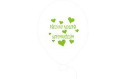 Balónky svatební - Pearl 070 se zeleným potiskem