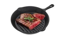 Öntöttvas grillserpenyő steakekhez, bordázott aljjal - 24 cm átmérővel