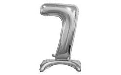 Fólia számú ballon EZÜST színben állványon, 74 cm - 7