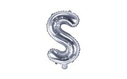 "S" betű fólia lufi, 35 cm, ezüst (NEM Tölthető héliummal)