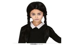 Fekete copfos paróka - gyerek - Wednesday - Halloween