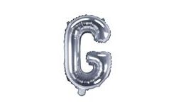 Fólia léggömb "G" betű, 35 cm, ezüst (NEM Tölthető héliummal)