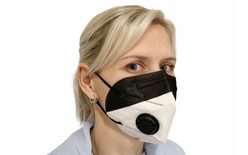 Respiratory protective mask KN95 with exhalation valve - black and white