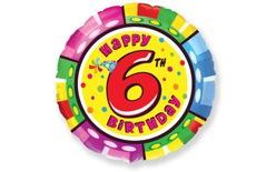 Balloon Happy Birtday 6th Birthday 45 cm
