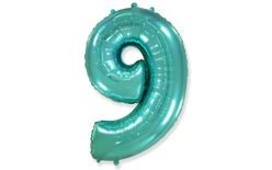 Turquoise Foil Number Balloon (Tiffany) 115 cm - 9
