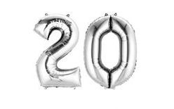 Silver Foil Balloons Birthday Number 20 86cm