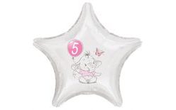 5. narozeniny růžový slon hvězda foliový balónek