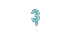 Balloon foil numerals turquoise (Tiffany) 12,5 cm - 3 with holder