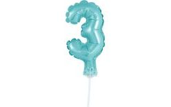 Foil Balloon Number - 5 - LIGHT BLUE 12.5 cm with Holder