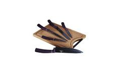 Knife Set with Non-Stick Coating + Cutting Board 6 pcs Purple Metallic Line