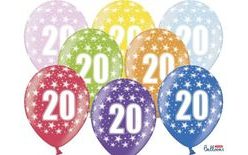 Silné balóny 30 cm metalický mix - narodeniny č. 20