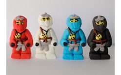 Cukrové dekorácie Ninja Go – bojovníci, 4 ks