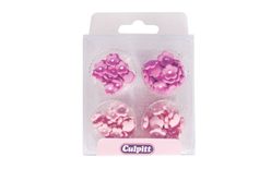 Cukrové dekorácie mini kvety ružové - 100 ks