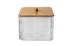 WHITNEY Cotton Pad Container in Plastic/Bamboo