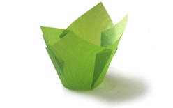 Papír kosárka muffinokra- zöld papír tulipán 12 db