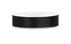 Satin black ribbon 12mm/25m