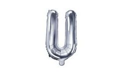 Balloon foil letter "U", 35 cm, silver (NELZE PLNIT HELIEM)