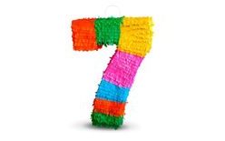 Piñata number " 7 " coloured - breakable, 50x35x7,5 cm