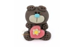 Occasion Cake Figure – Grey Teddy Bear with Pink Heart