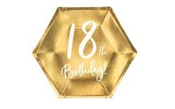 Gold Paper Plates 18th BIRTHDAY - 20 cm - 6 pcs