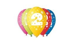 Balónky potisk čísla "2" - 5ks v bal. 30cm