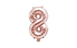 Rose Gold Foil Balloon Number 8 - 35 cm (CANNOT BE FILLED WITH HELIUM)