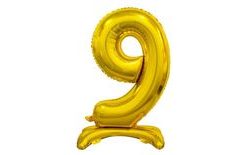 Zlatý foliový balón číslice na podstavci, 74 cm - 9