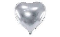 Silver Heart Foil Balloon - Wedding - Valentine's Day - 60 cm